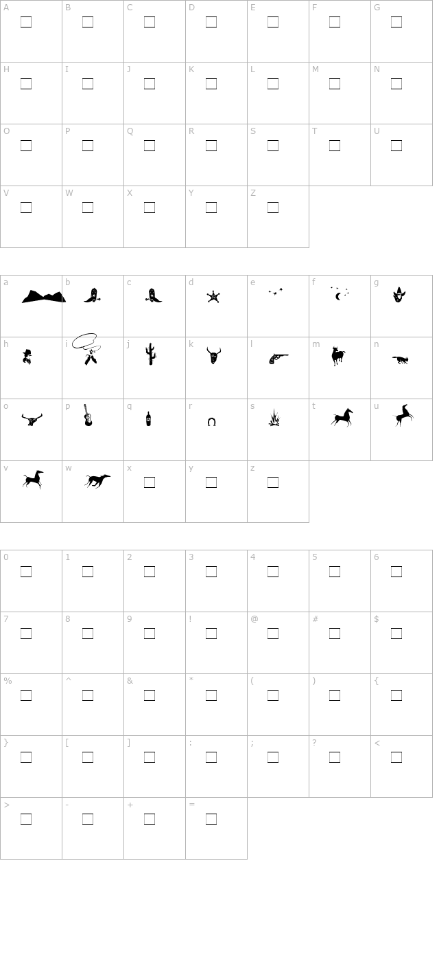 GiddyupThangs character map