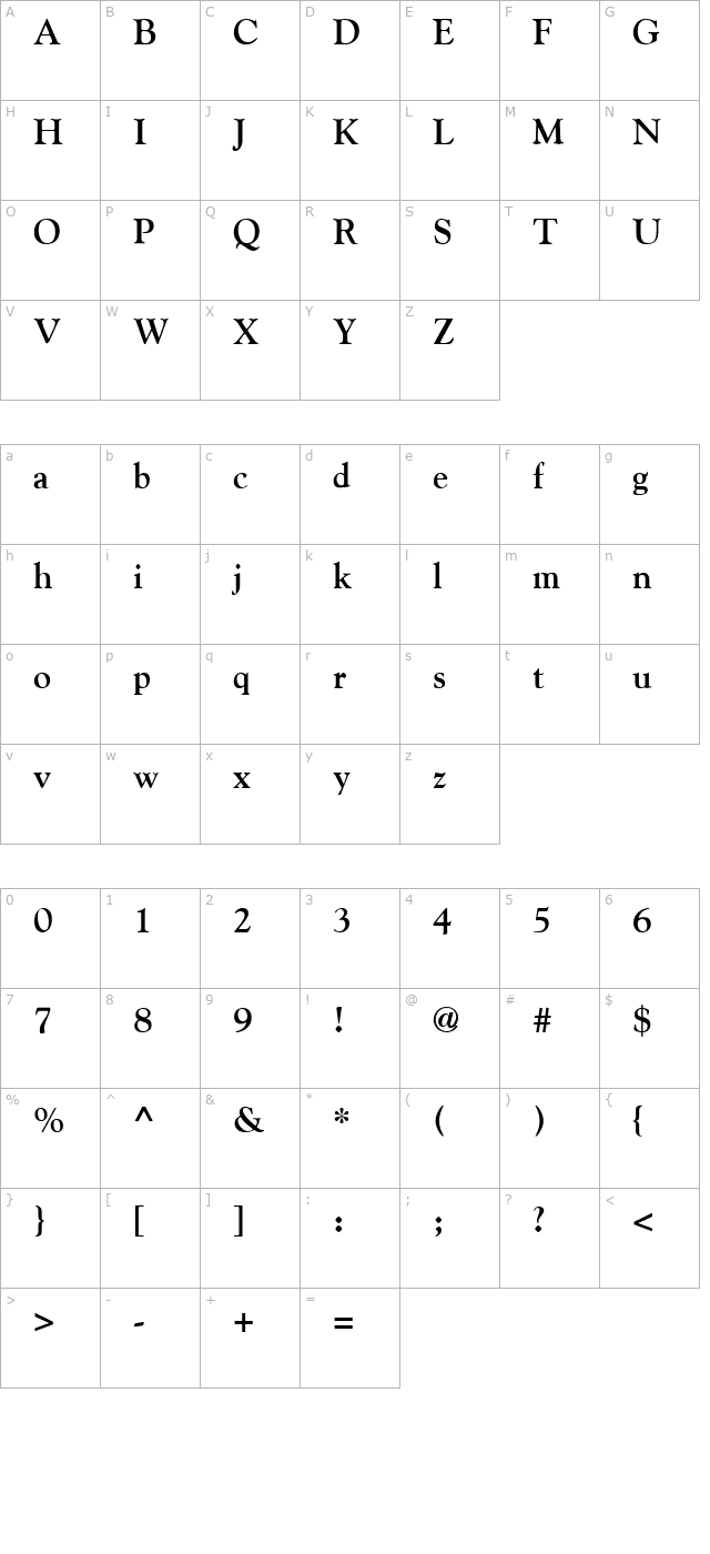 gilde-bold character map