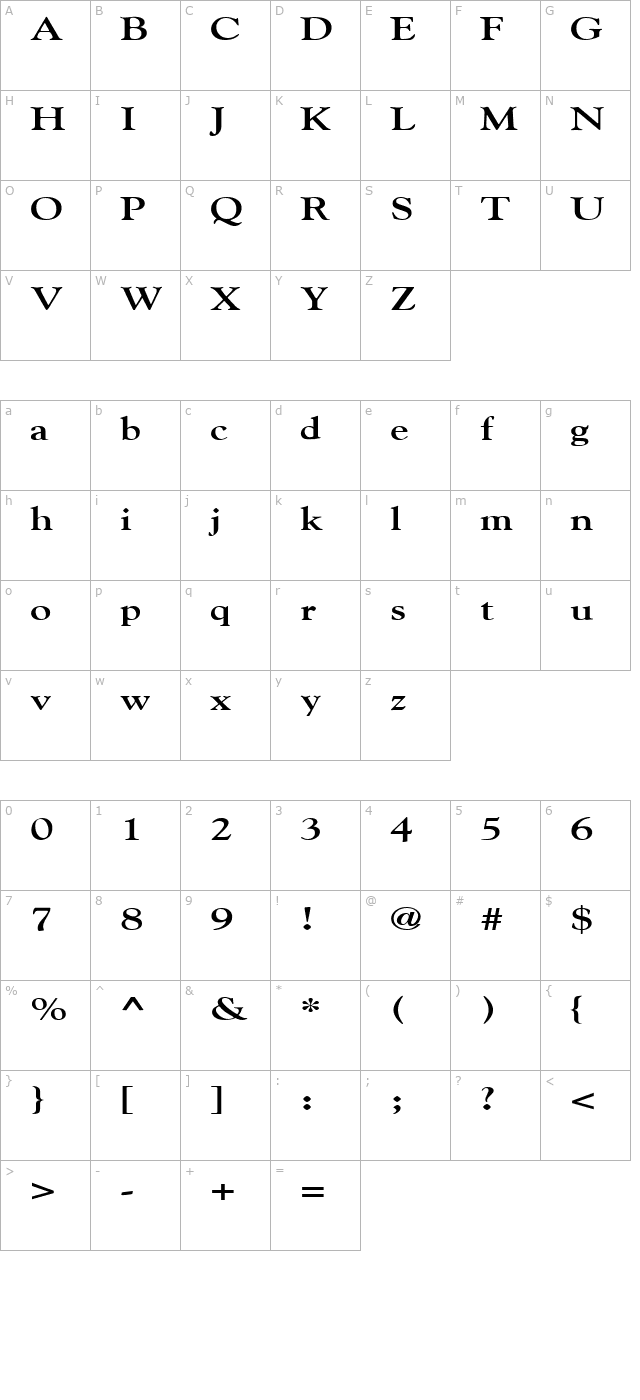 GildeBroad Bold character map