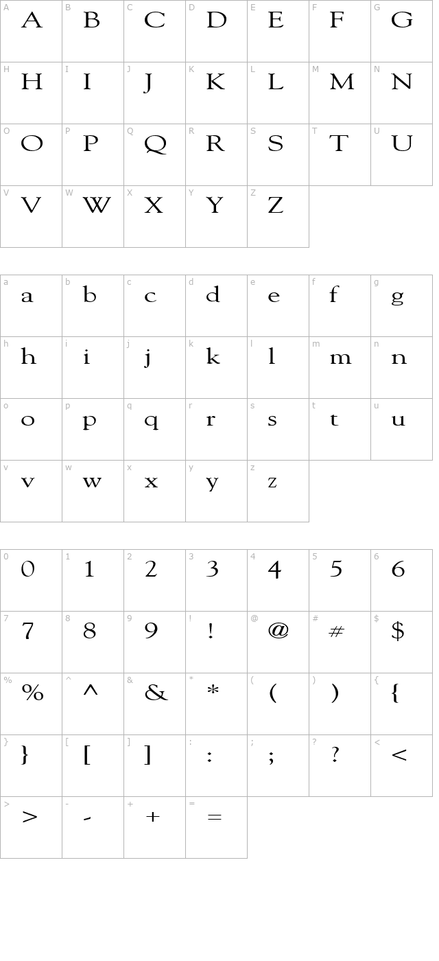 gildebroad-regular character map