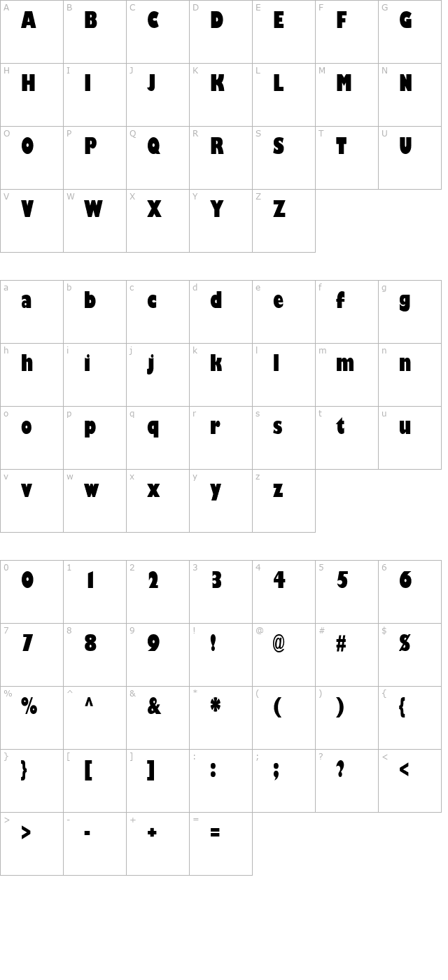 Gill Black Condensed SSi Black Condensed character map