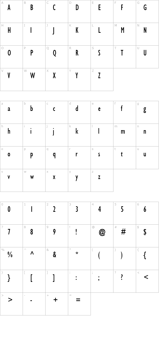 gill-condensed-ssi-condensed character map