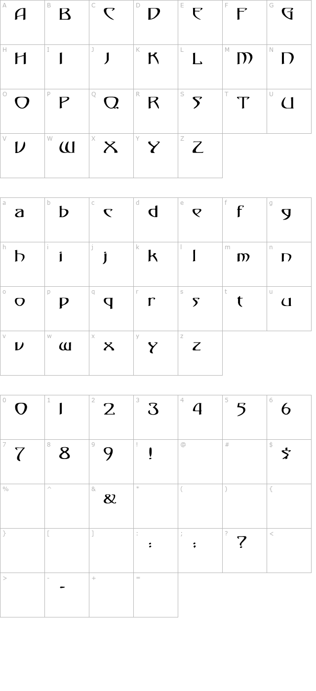 gismonda-wd character map