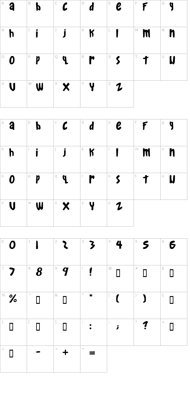 Gkreator Inside Beta1 character map