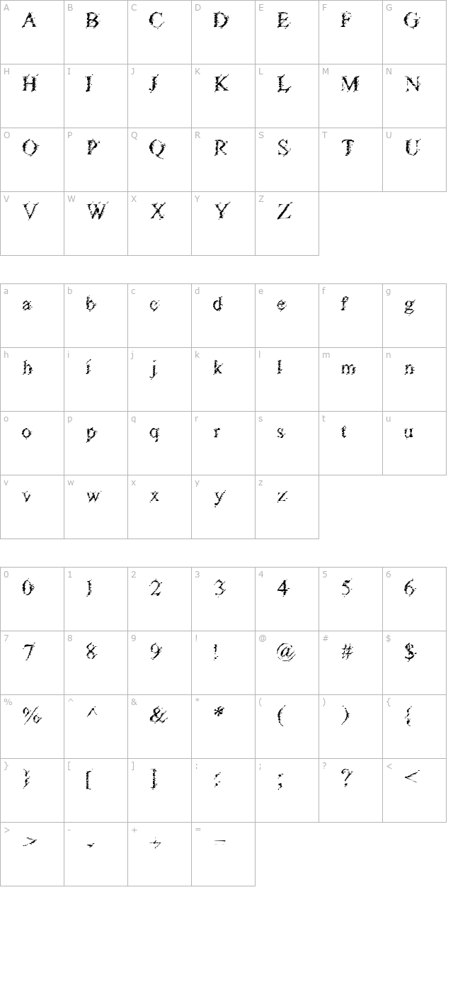 Glass Sandwich character map