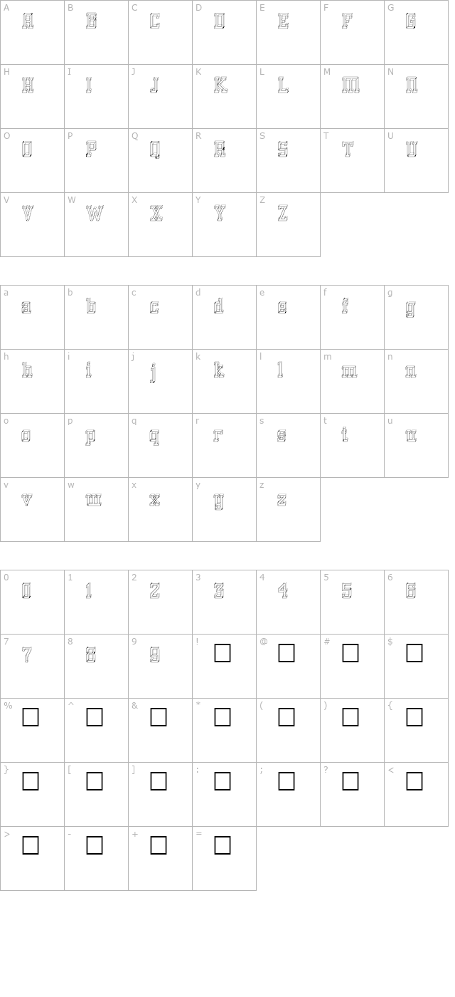 GlassBlocks character map