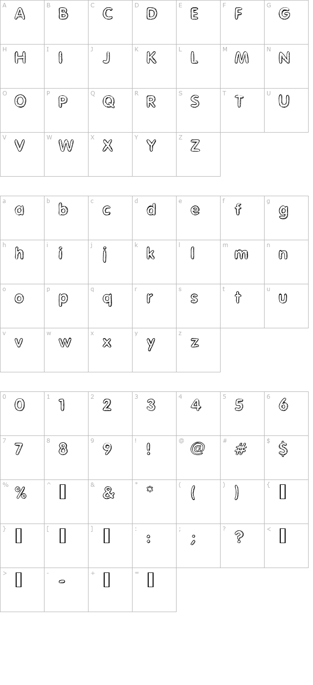 Glimstick character map