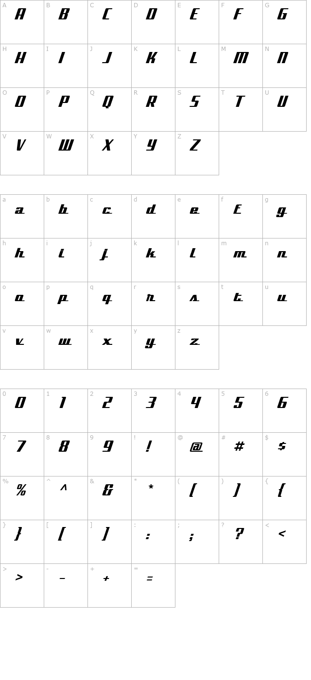 Global-RegularScript character map