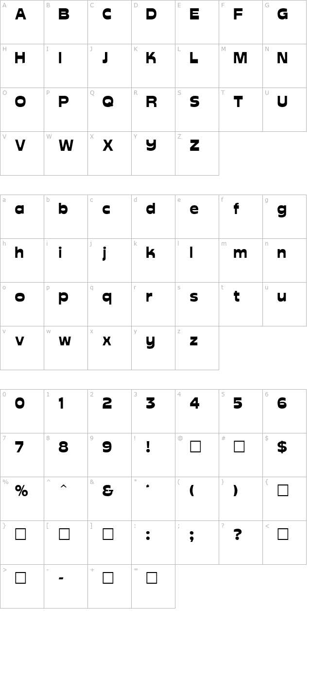 Glockenspiel Regular character map