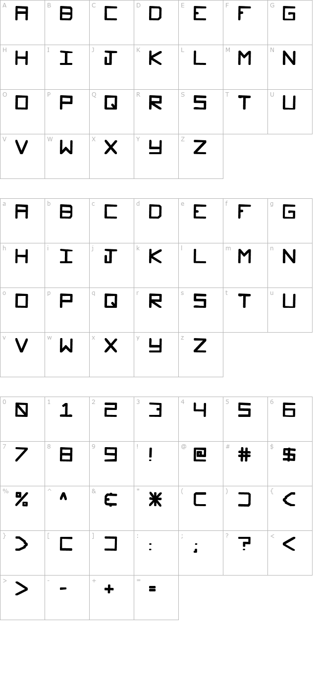 glockenspiel character map