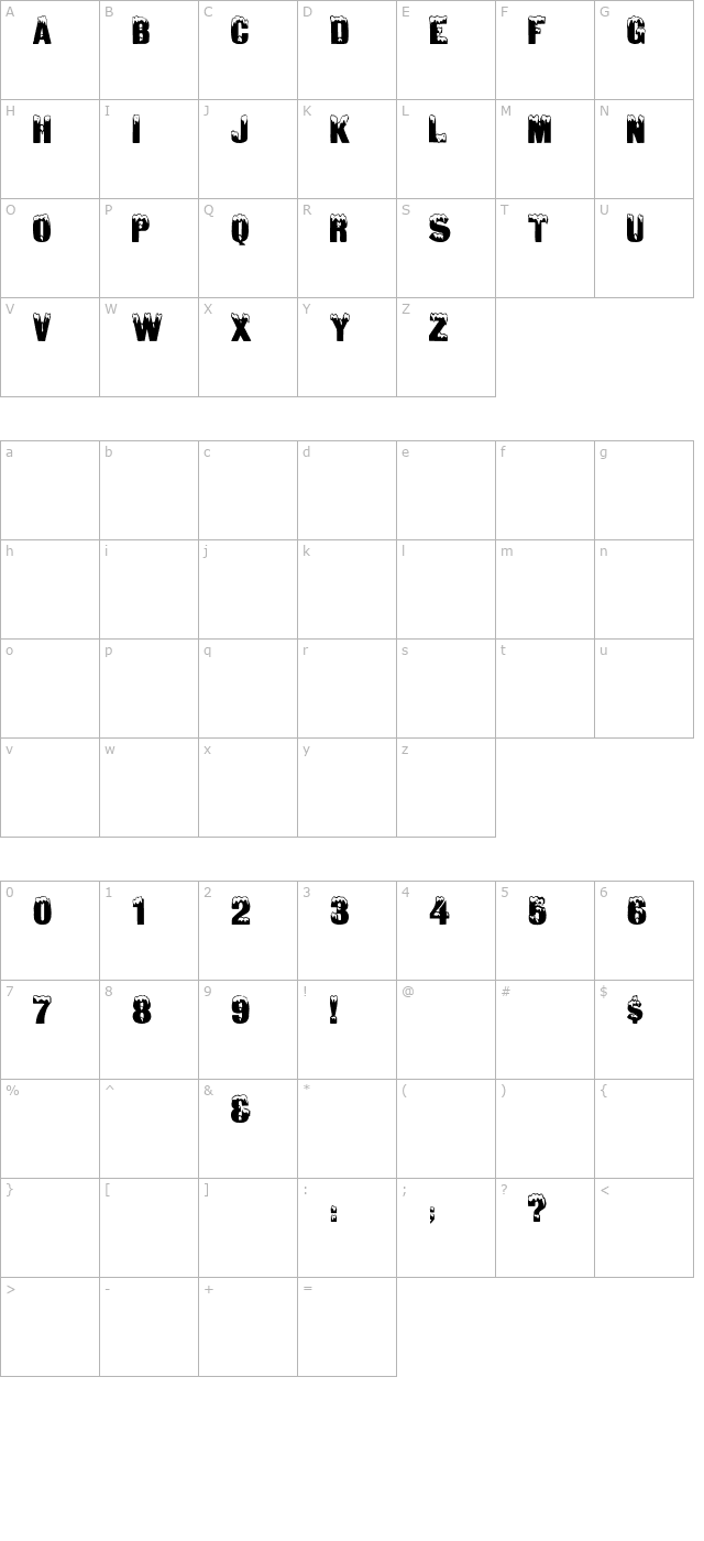 GloomLaser character map