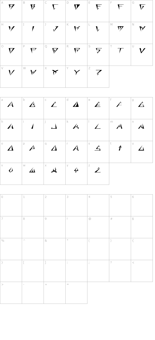 GlOrY BoLd iTaLiC character map