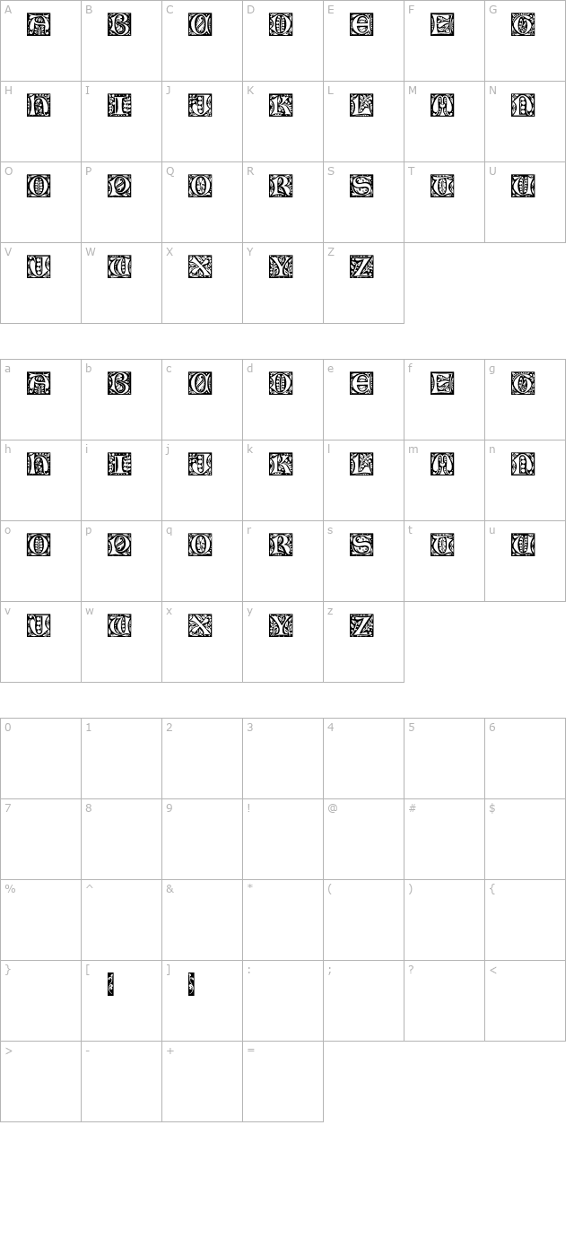 Gloucester Initials character map