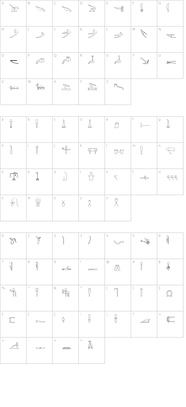 GlyphBasic D character map