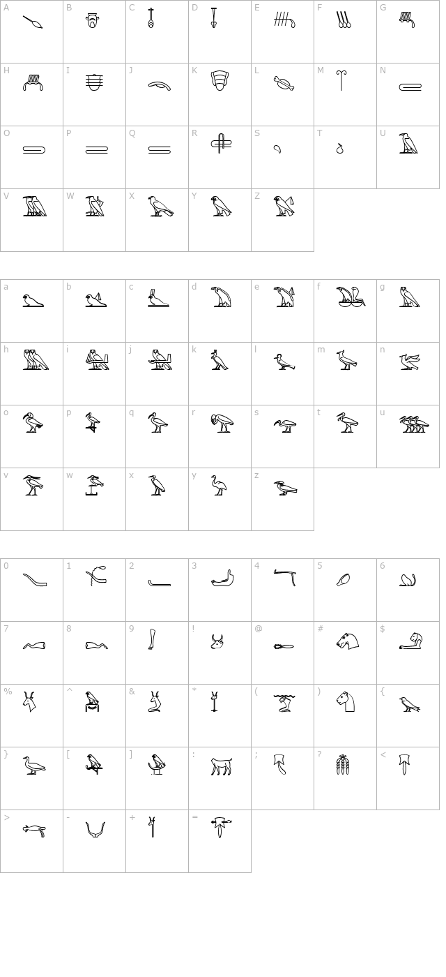 GlyphBasicB-Bold character map