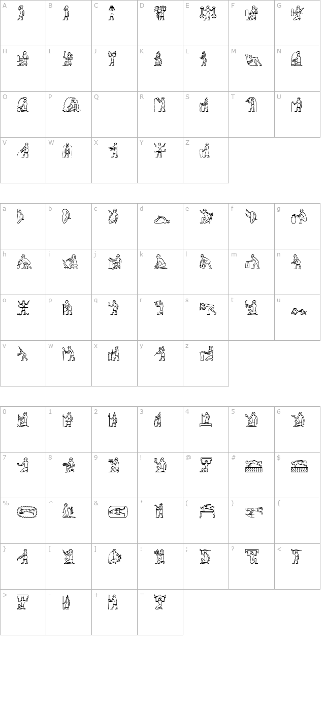 GlyphExtLibA character map