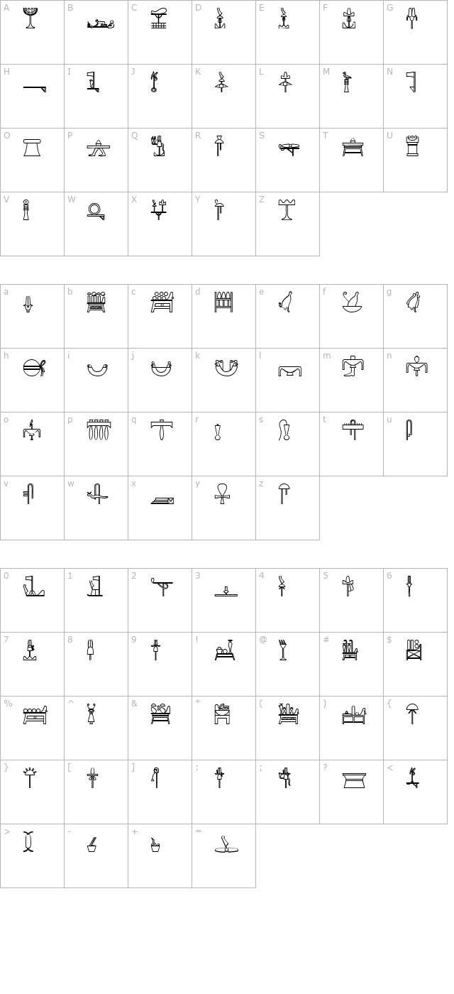 GlyphExtLibAA-Bold character map