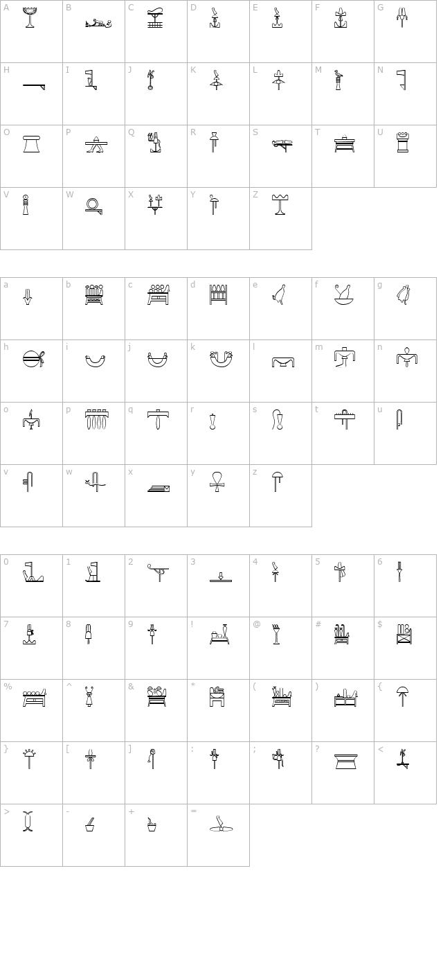 glyphextlibaa character map