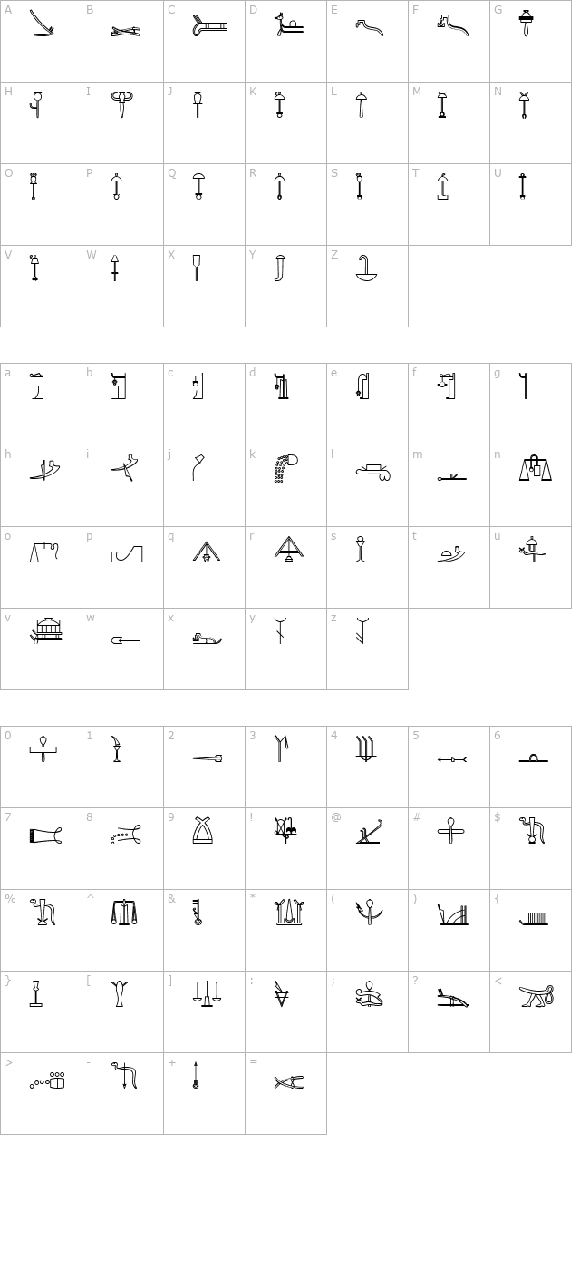 glyphextlibab-bold character map