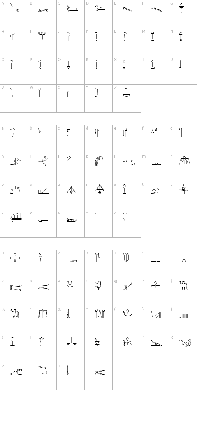 glyphextlibab character map