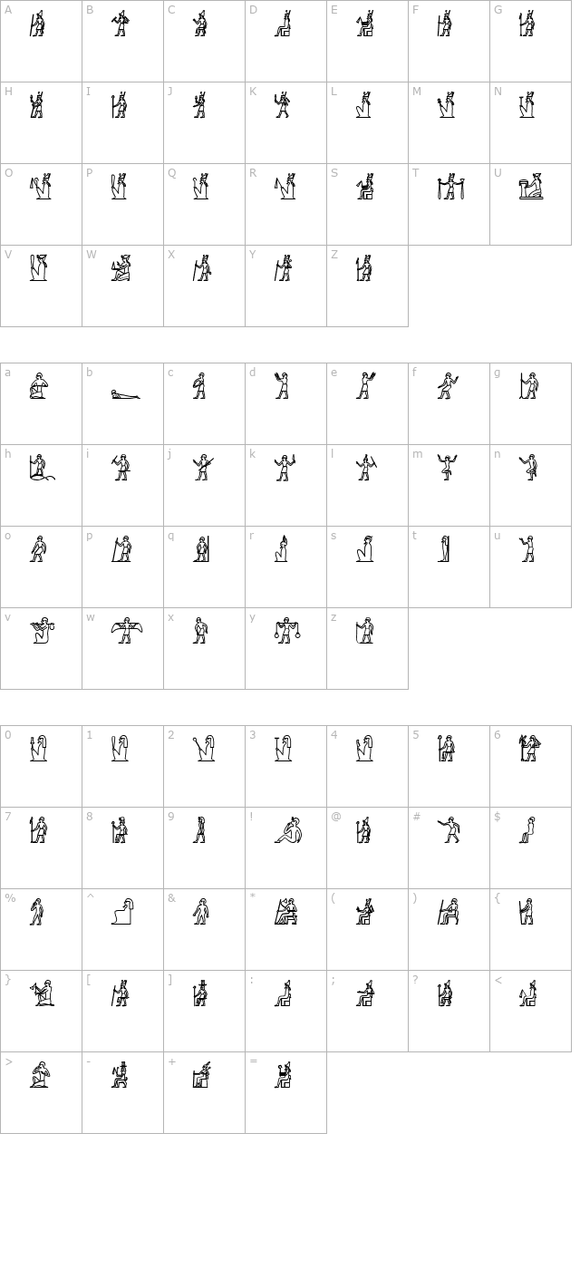 GlyphExtLibB-Bold character map