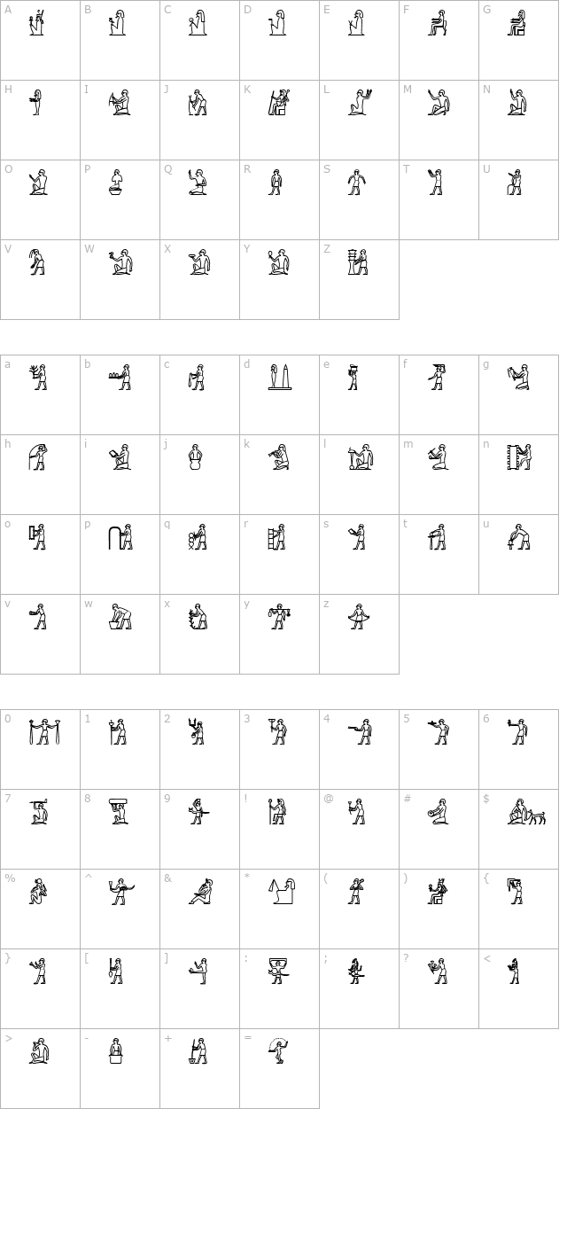 glyphextlibc-bold character map