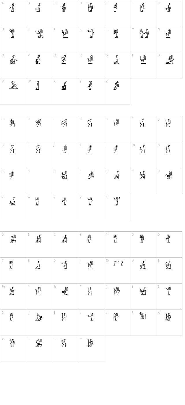 GlyphExtLibD-Bold character map