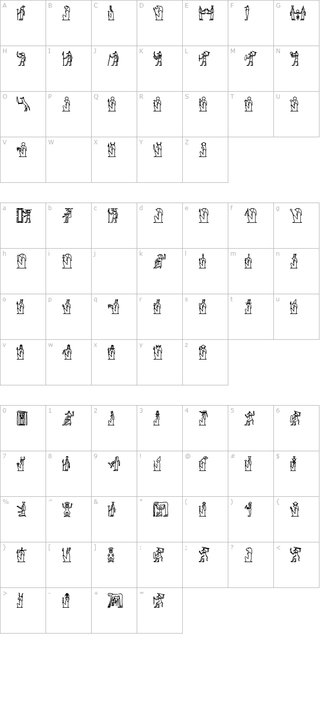 glyphextlibe-bold character map