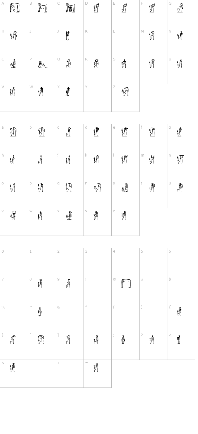 GlyphExtLibF-Bold character map