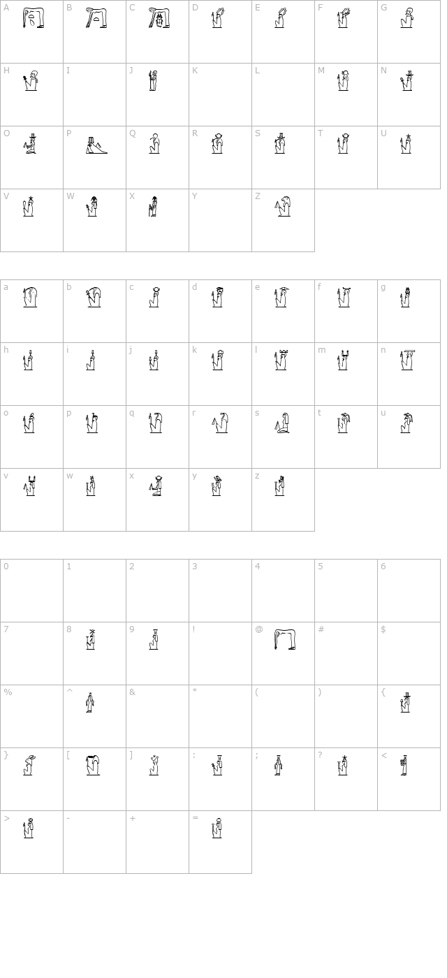 glyphextlibf character map