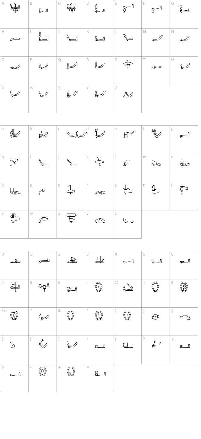 GlyphExtLibG-Bold character map