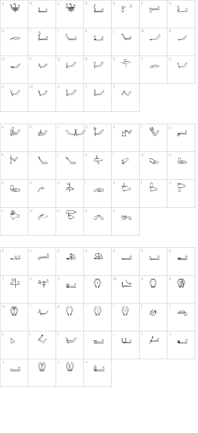 GlyphExtLibG character map