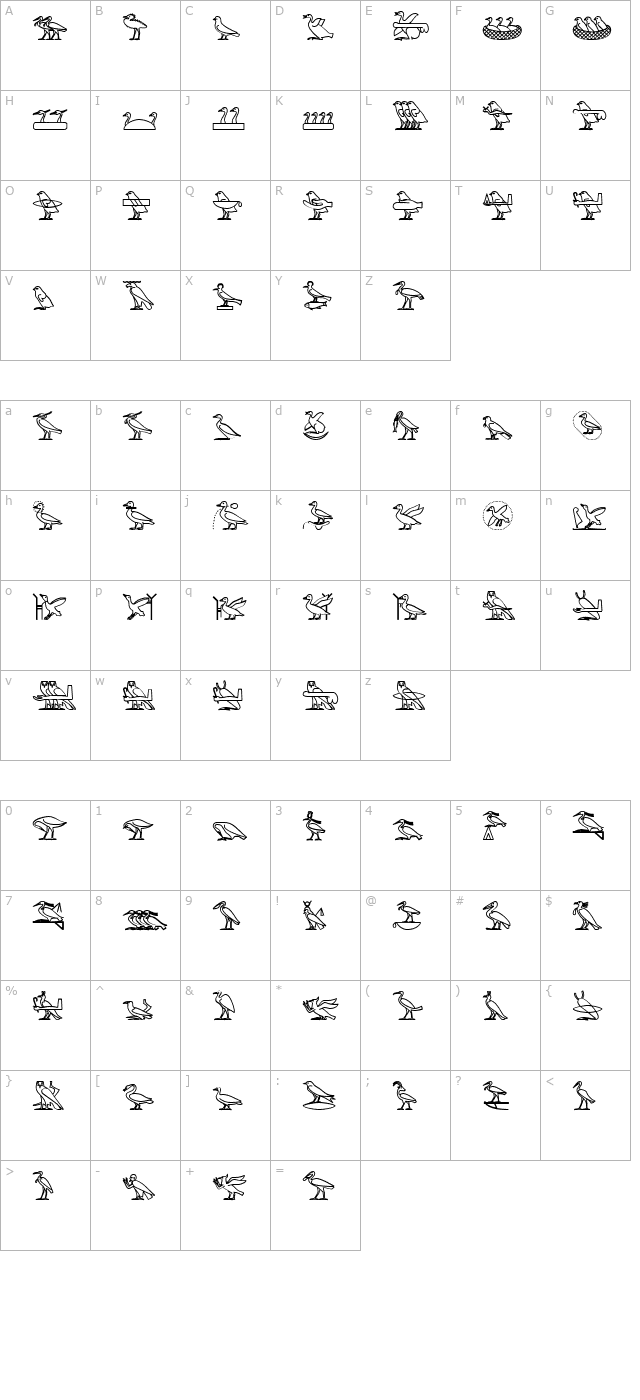 GlyphExtLibJ-Bold character map