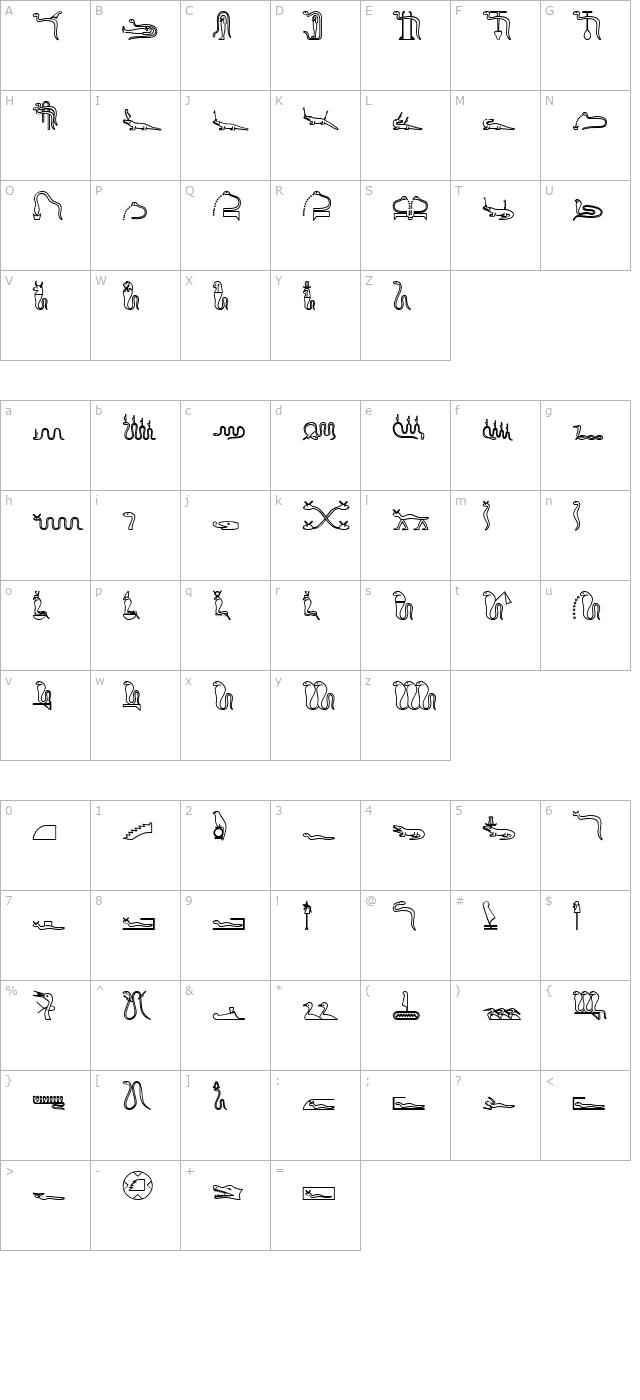 GlyphExtLibK-Bold character map