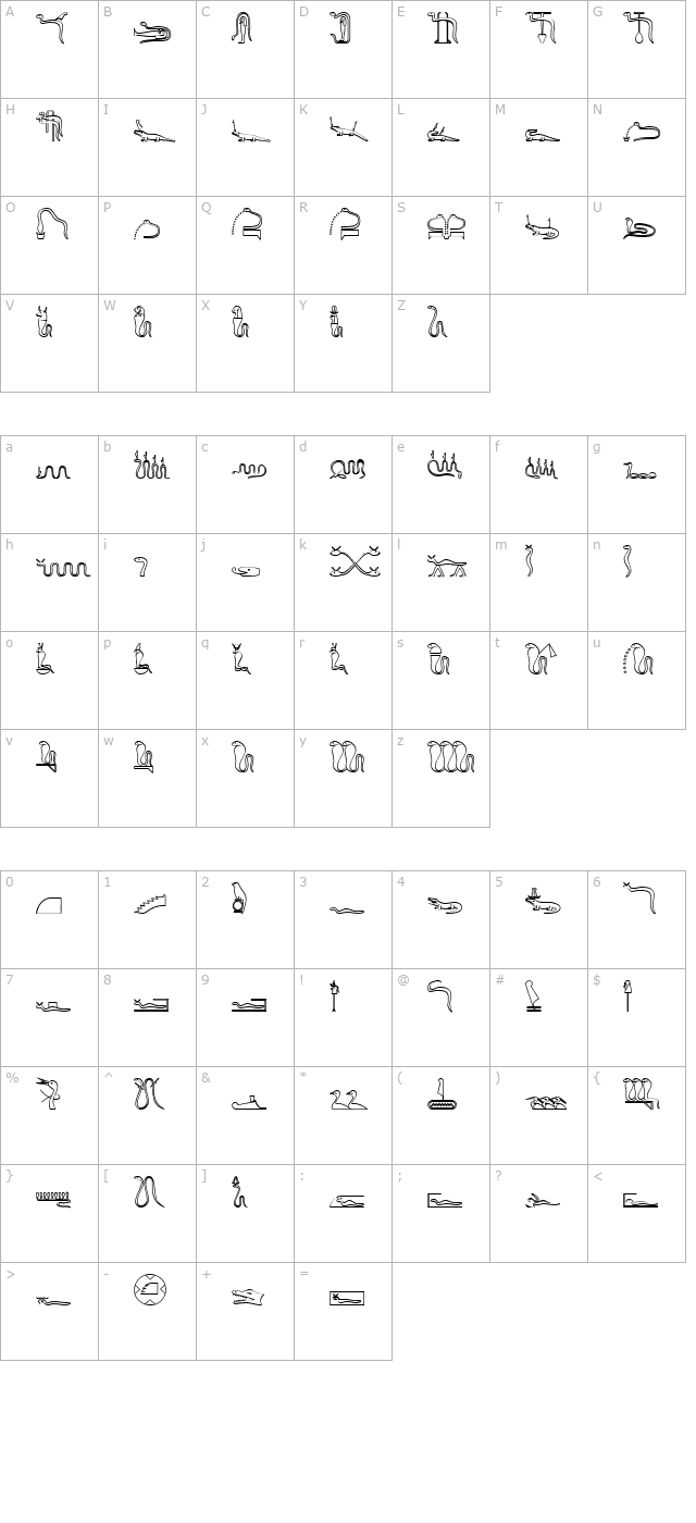 glyphextlibk character map