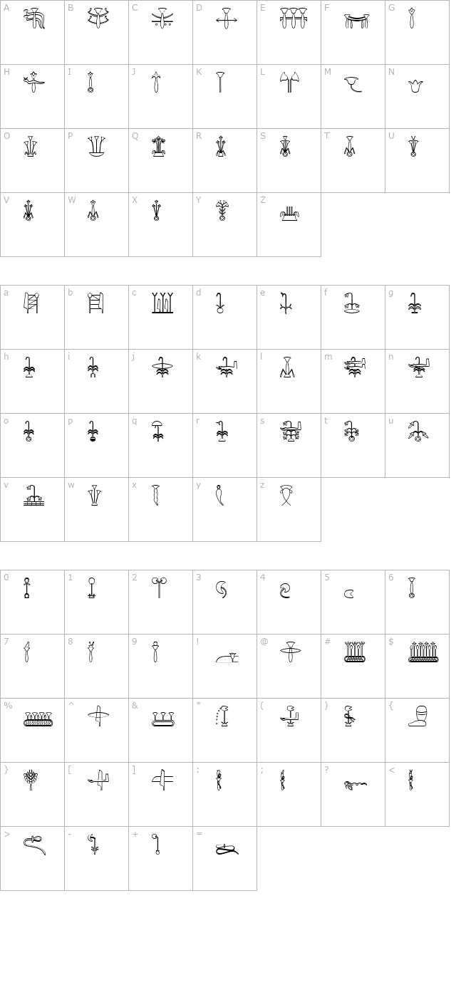 GlyphExtLibL character map