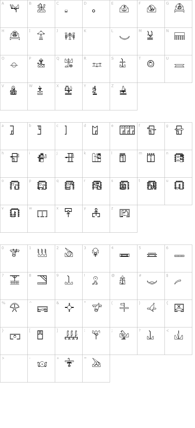 glyphextlibm-bold character map