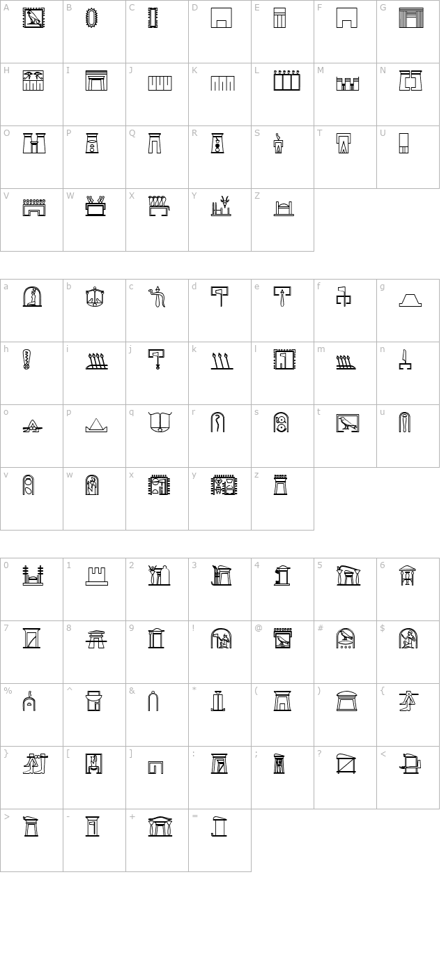 glyphextlibn-bold character map