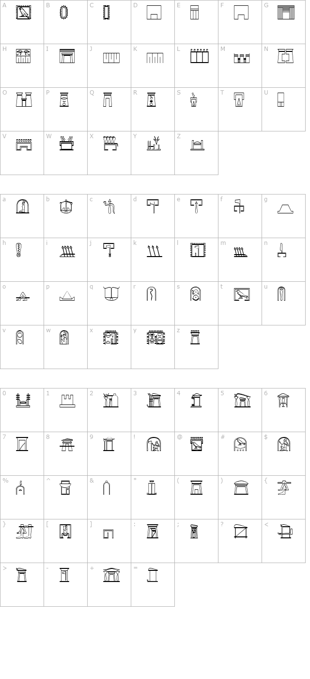 glyphextlibn character map