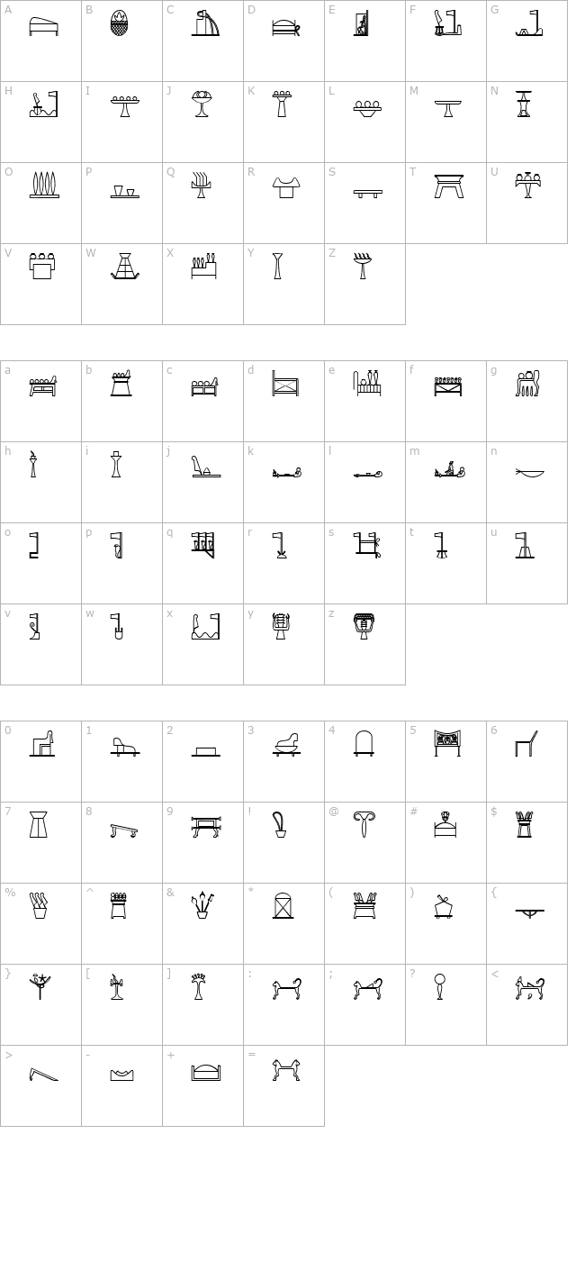 GlyphExtLibO-Bold character map