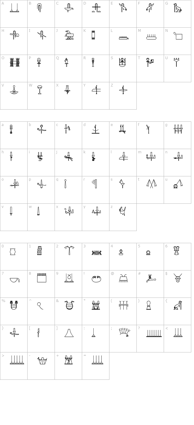 GlyphExtLibP-Bold character map