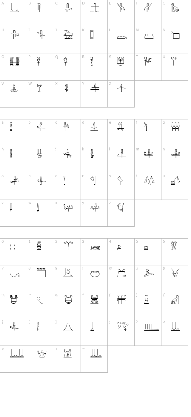 GlyphExtLibP character map