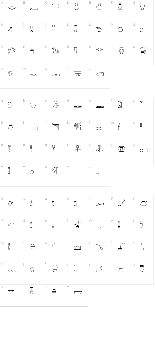 GlyphExtLibR character map