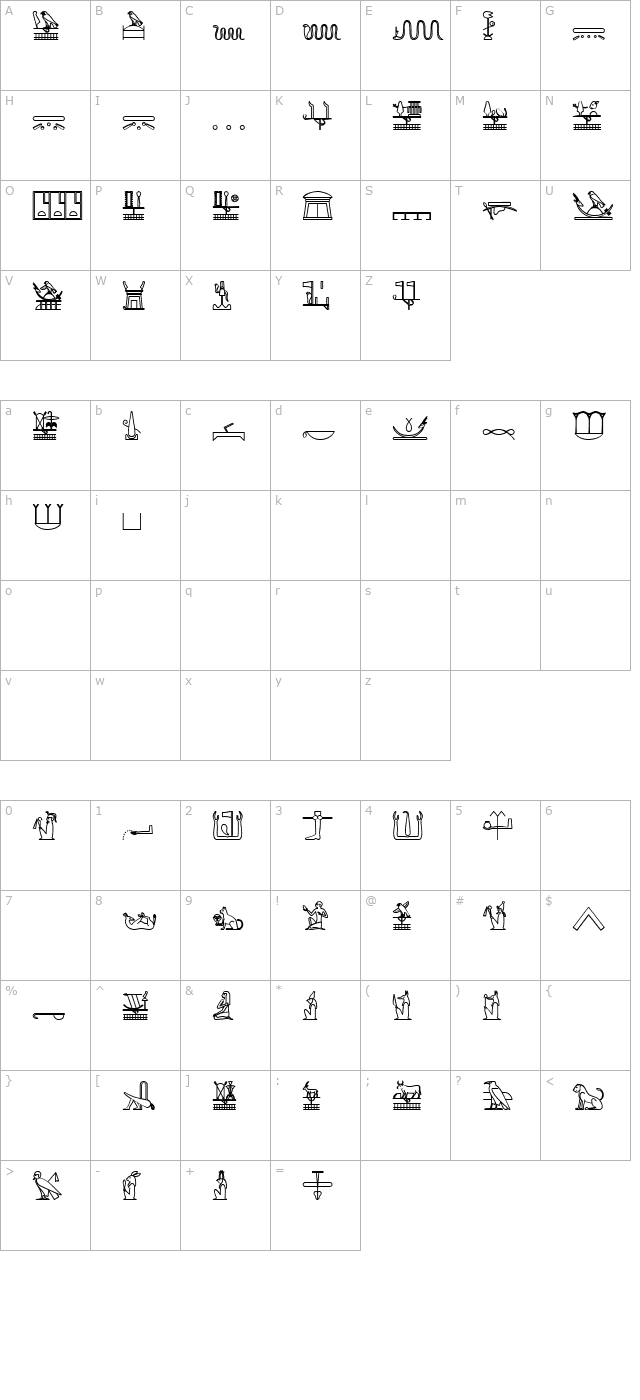 GlyphExtLibS-Bold character map