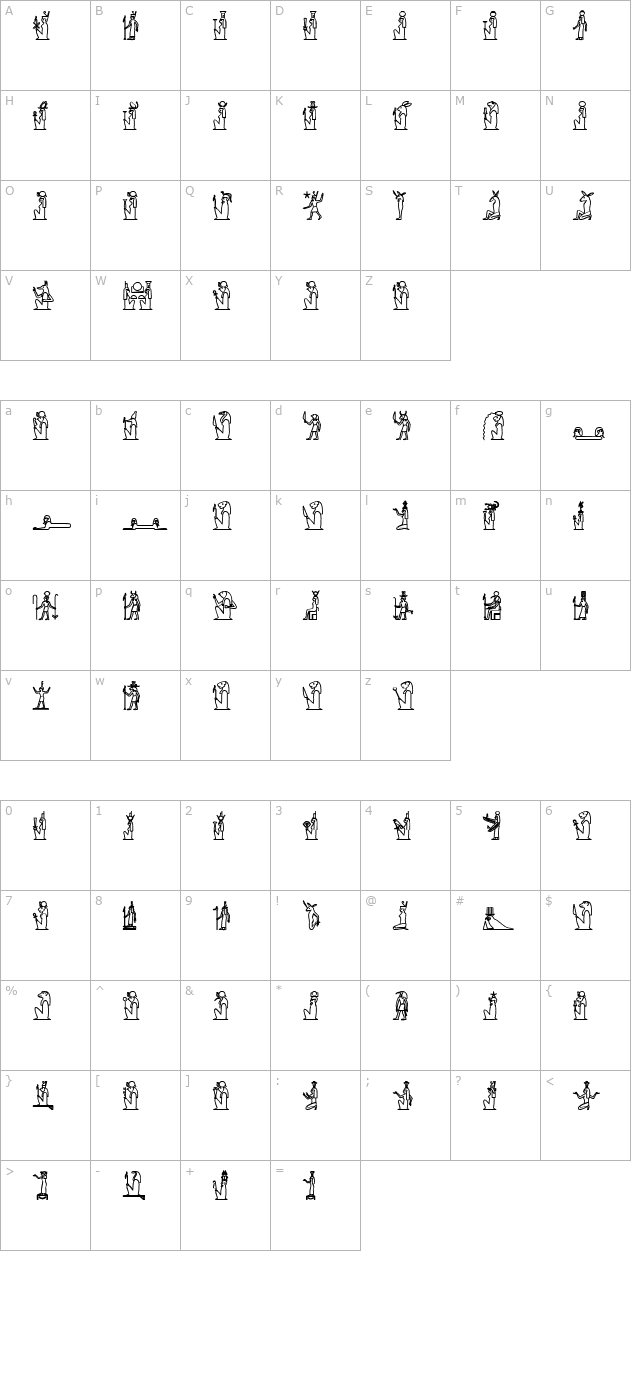 glyphextlibu-bold character map