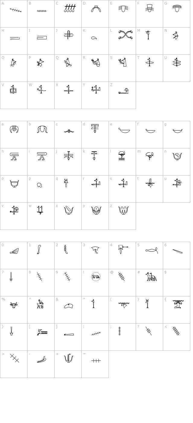 GlyphExtLibW-Bold character map