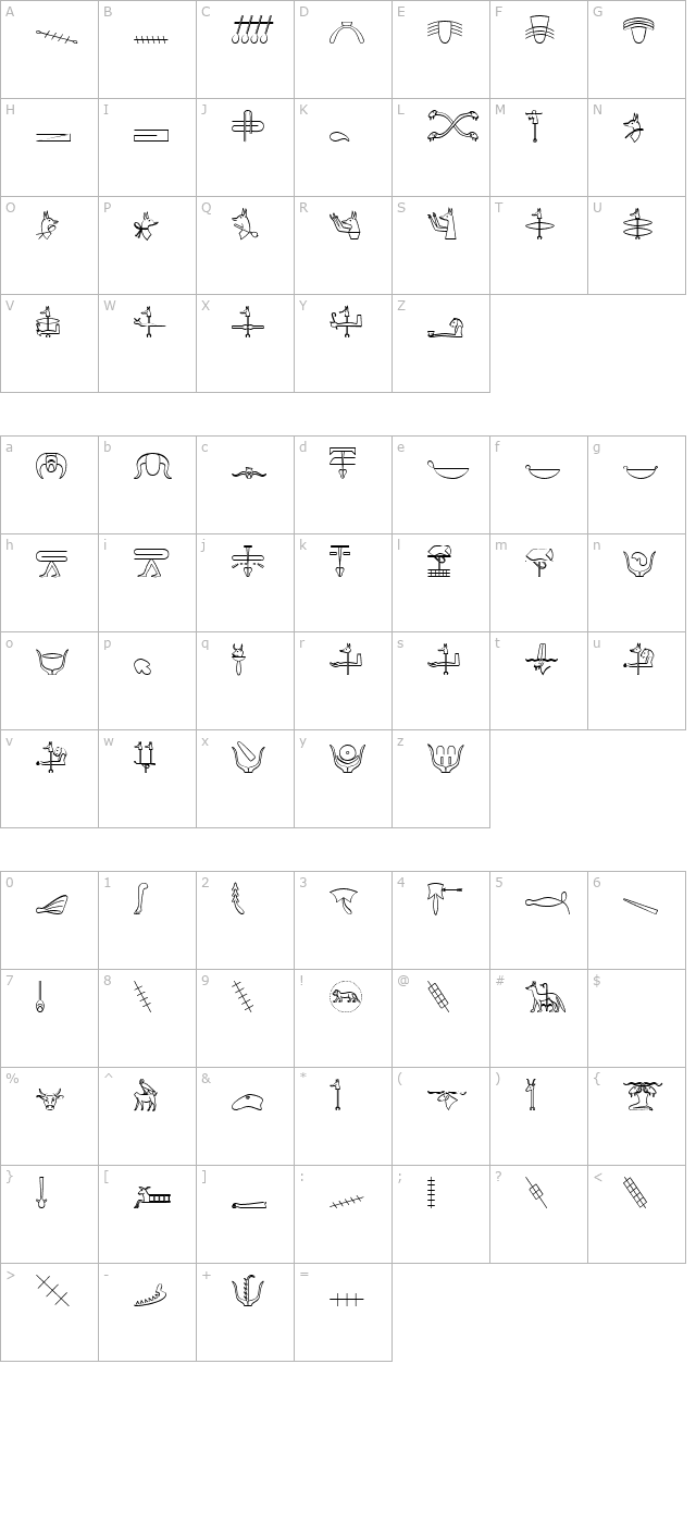 glyphextlibw character map