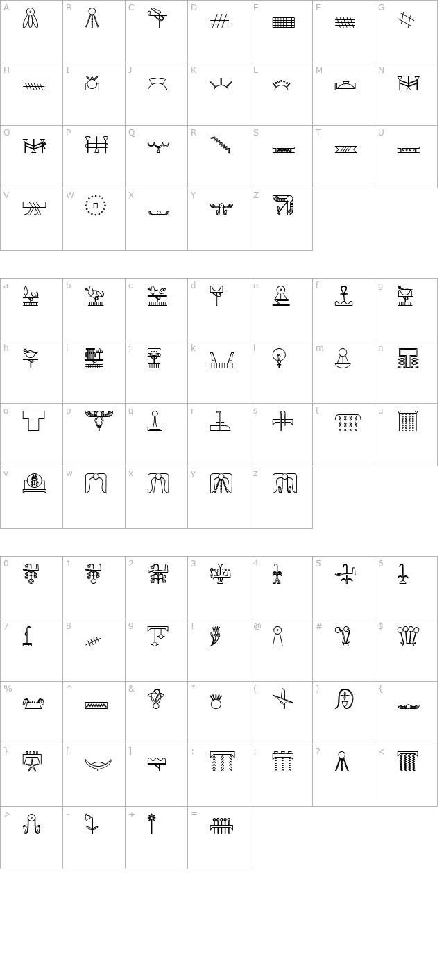 glyphextliby-bold character map