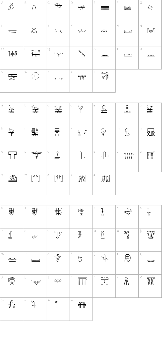 glyphextliby character map