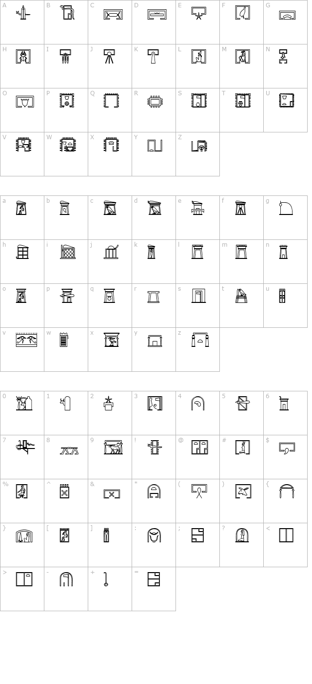 GlyphExtLibZ-Bold character map